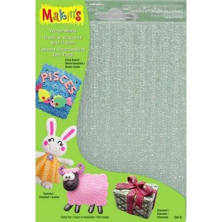 MakinClay Klei struct.sheets set E - 4 sheets assorted 17,5X11,5CM